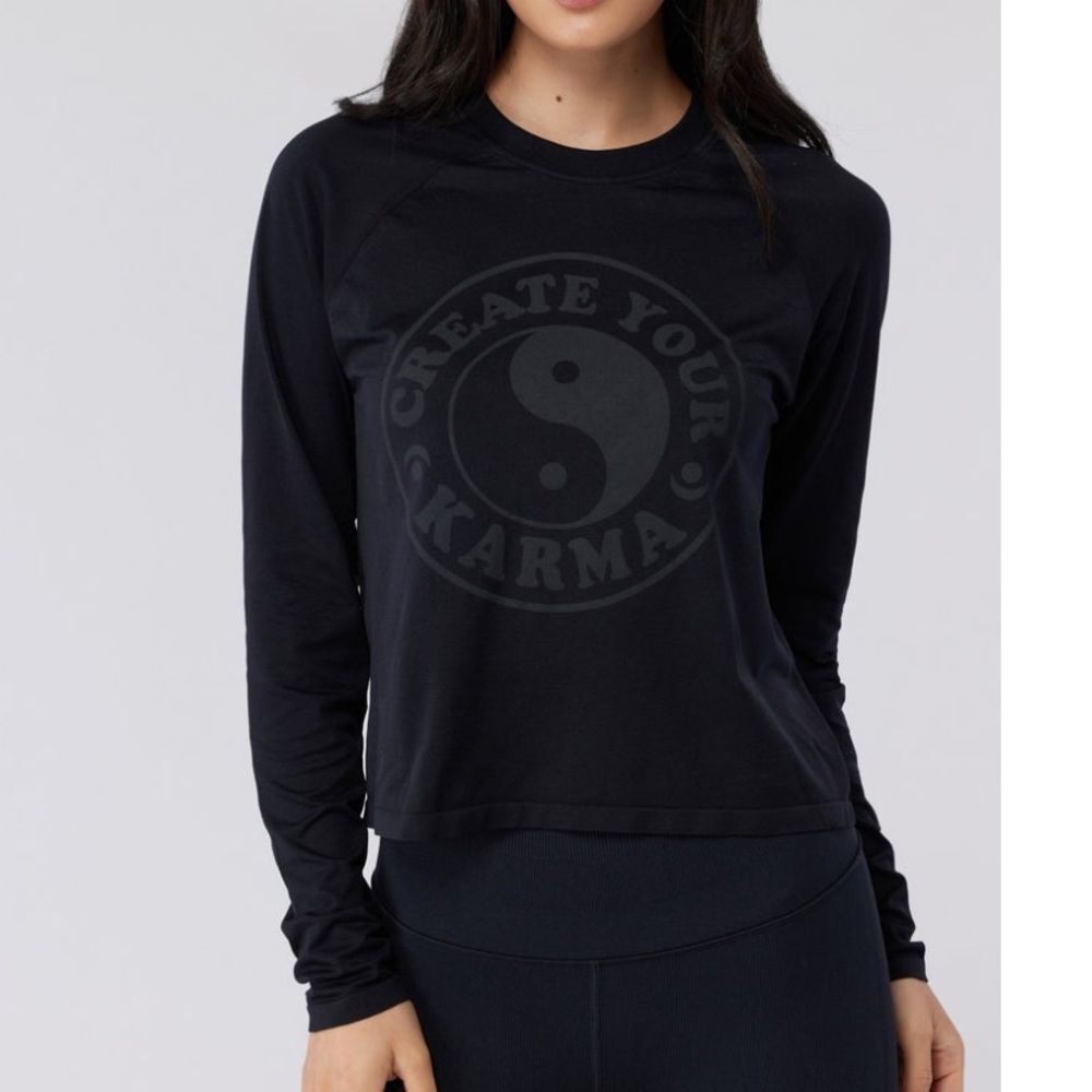 SPIRITUAL GANGSTER Karma Harmony Seamless Graphic Mesh Tee Size XS/ S